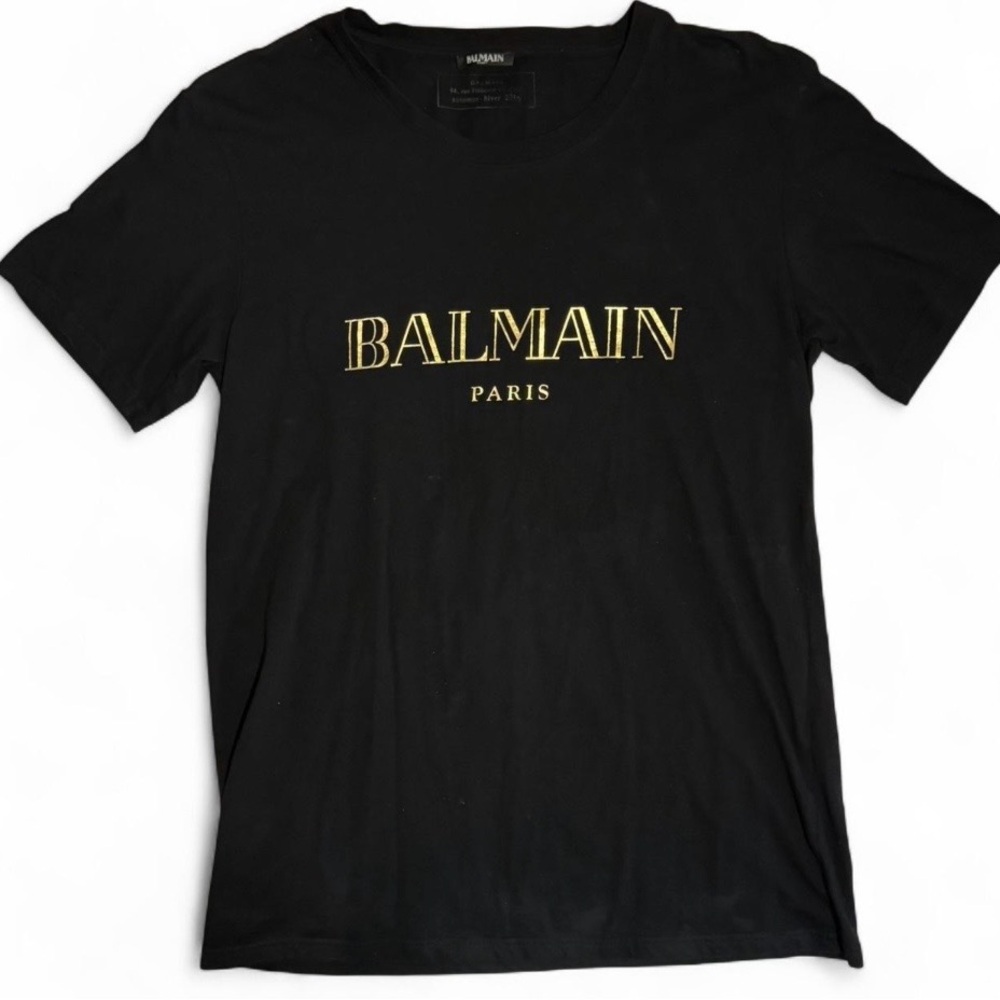 Balmain Paris Black Gold Logo T-Shirt XL A/W 2016